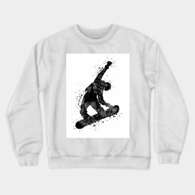 Snowboard Boy Black and White Crewneck Sweatshirt by LotusGifts